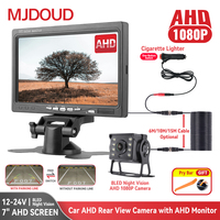 MJDOUD 12-24V 7 inch AHD Monitor With Trailer Truck Rear View Camera Set 1080P Reversing camera Parking System Easy Installation