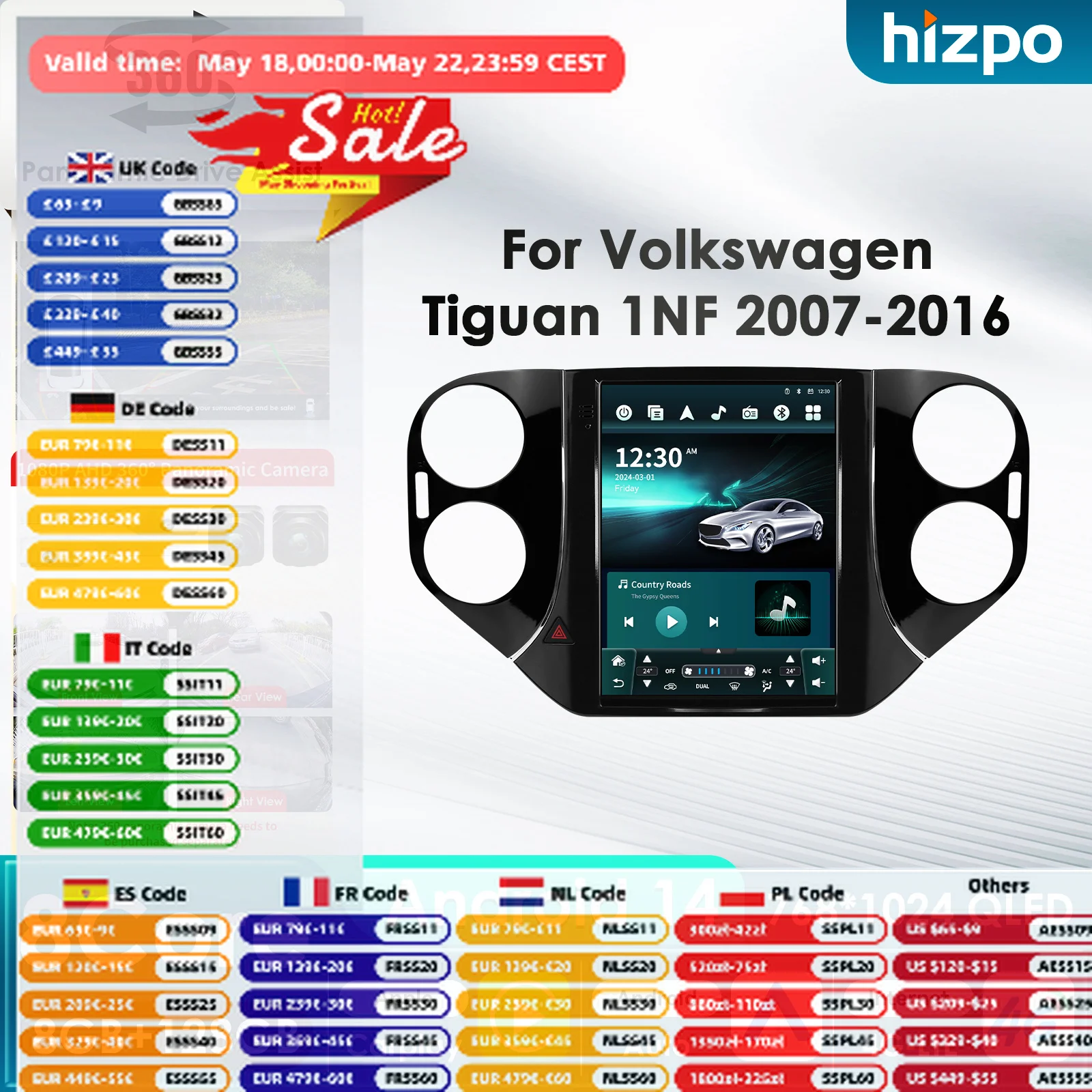 9.7' 7862 AI Systems 8Core 360 ° Автомагнитола с камерой, CarPlay и Android Auto для Volkswagen Tiguan 1NF Golf 5 2007-2016, GPS-мультимедиа
