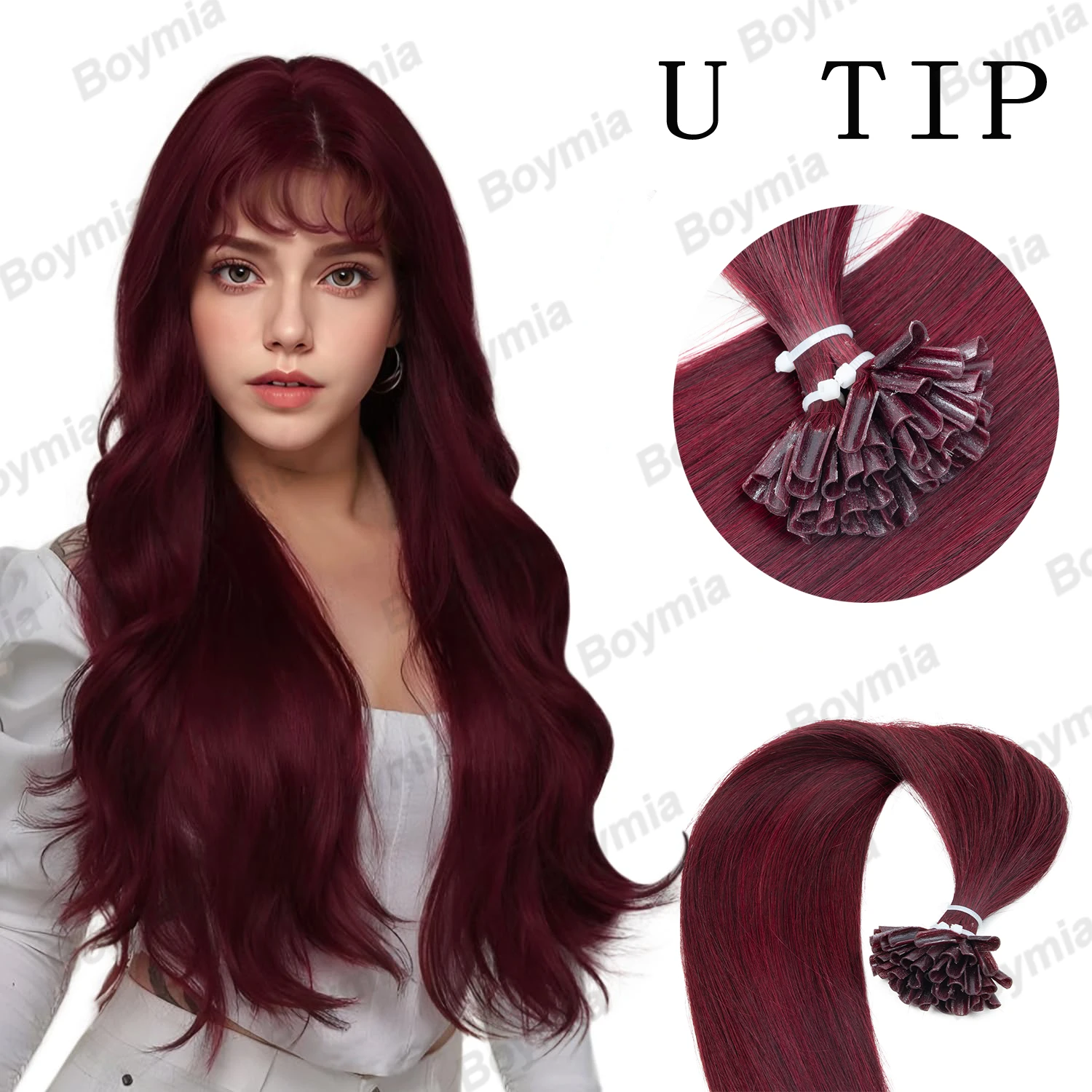 

Boymia Hair U Tip Hair Extensions Human Hair Easy to Wear Utip Hair Extensions for Women Remy Hair 30g/50stands 12-22inch