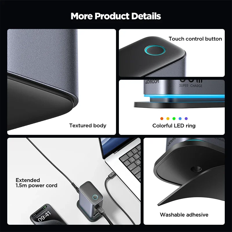 JOYROOM 65W GaN Charger Desktop Charging Station 4C2A Port Fast Charging PD 65W Laptop Charger Adapter for MacBook Pro/Air