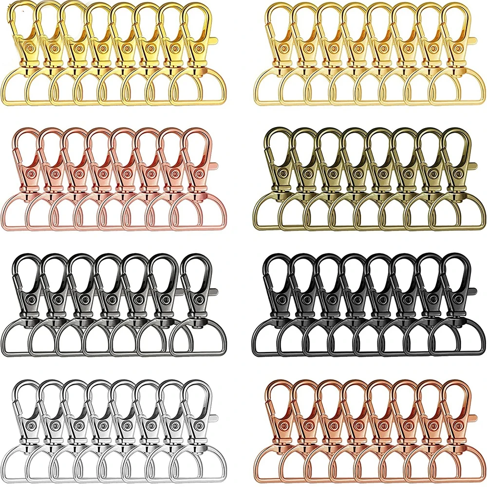 10Pcs Swivel Clasps Snap Hooks D Rings Lanyard Snap Hooks Keychain Clip Hook Metal Lobster Claw Clasp for Keychain Making Purse