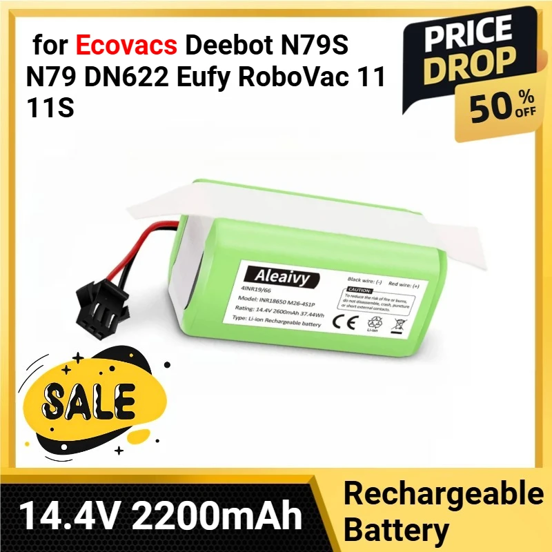 

Replacement Battery 14.4V 2200mAh Li-ion Rechargeable for Ecovacs Deebot N79S N79 DN622 Eufy RoboVac 11 11S