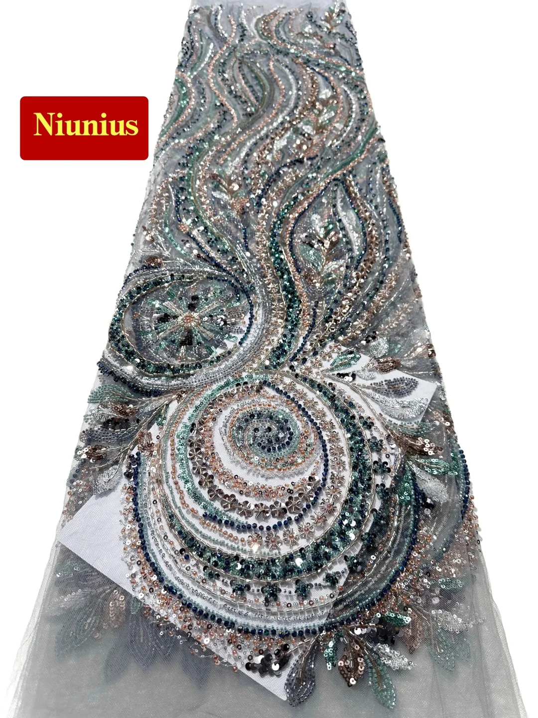 

Последняя классическая розовая высококачественная элегантная вышивка Heavior из тюля с камнями, ткань для праздничного платья NN566_Z