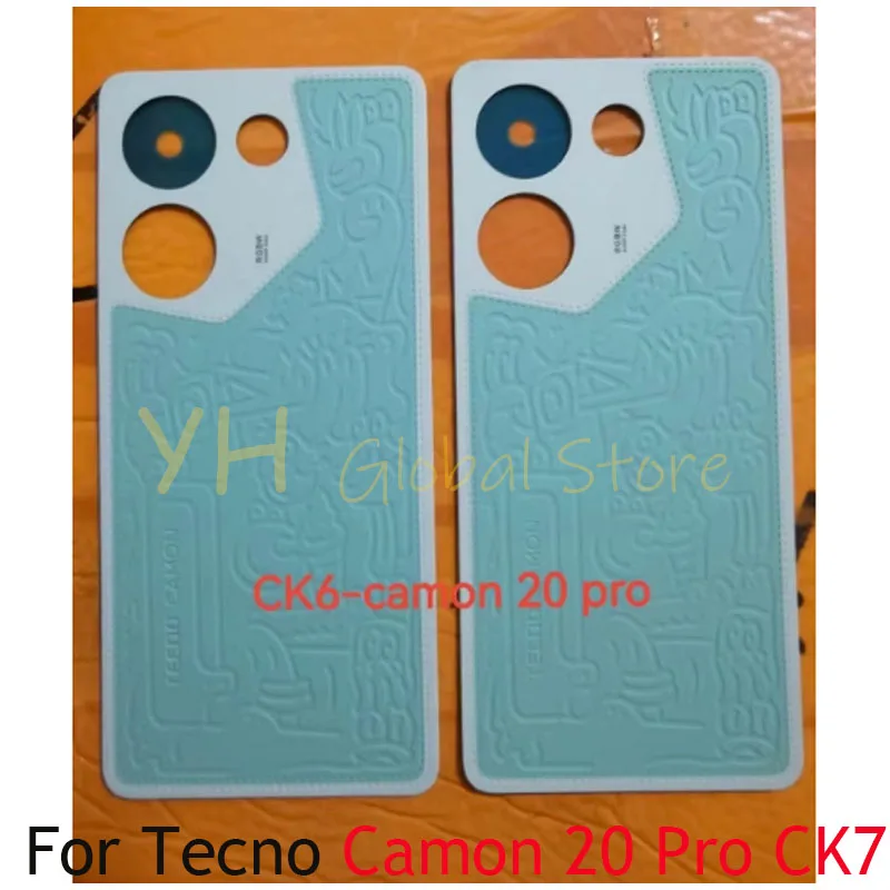 AAAA Quality New For Tecno Camon 20 CK6 CK6n Camon 20 Pro CK7 CK7n Back Battery Cover Housing Case Repair Parts