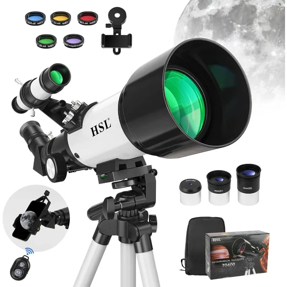 

Мощный телескоп-рефрактор с апертурой 70 мм и фокусным расстоянием 400 мм для детей 5-12 лет и взрослых