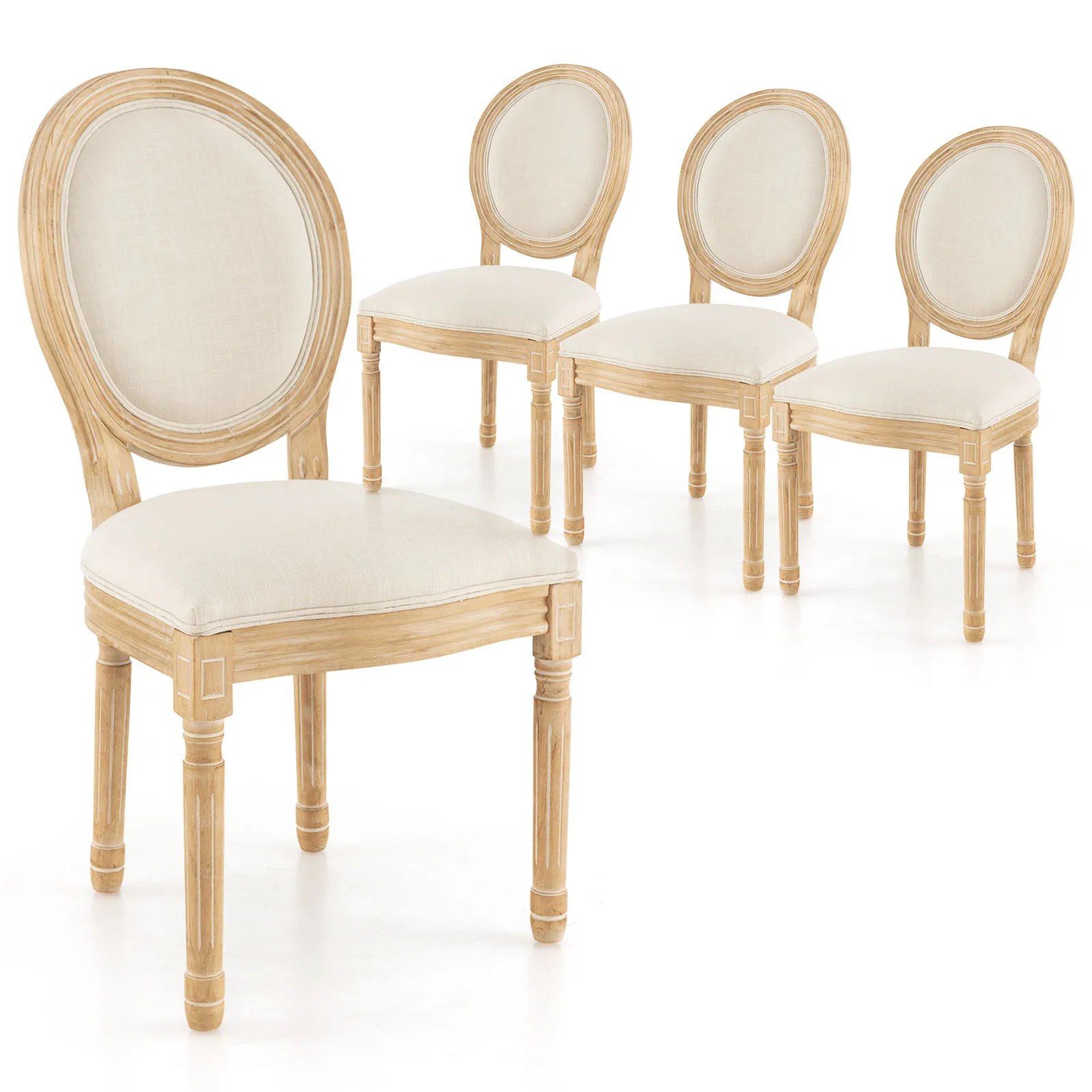 Upholstered Dining Chair Set of 4 Home French-Style Armless w/Sponge Padded Seat