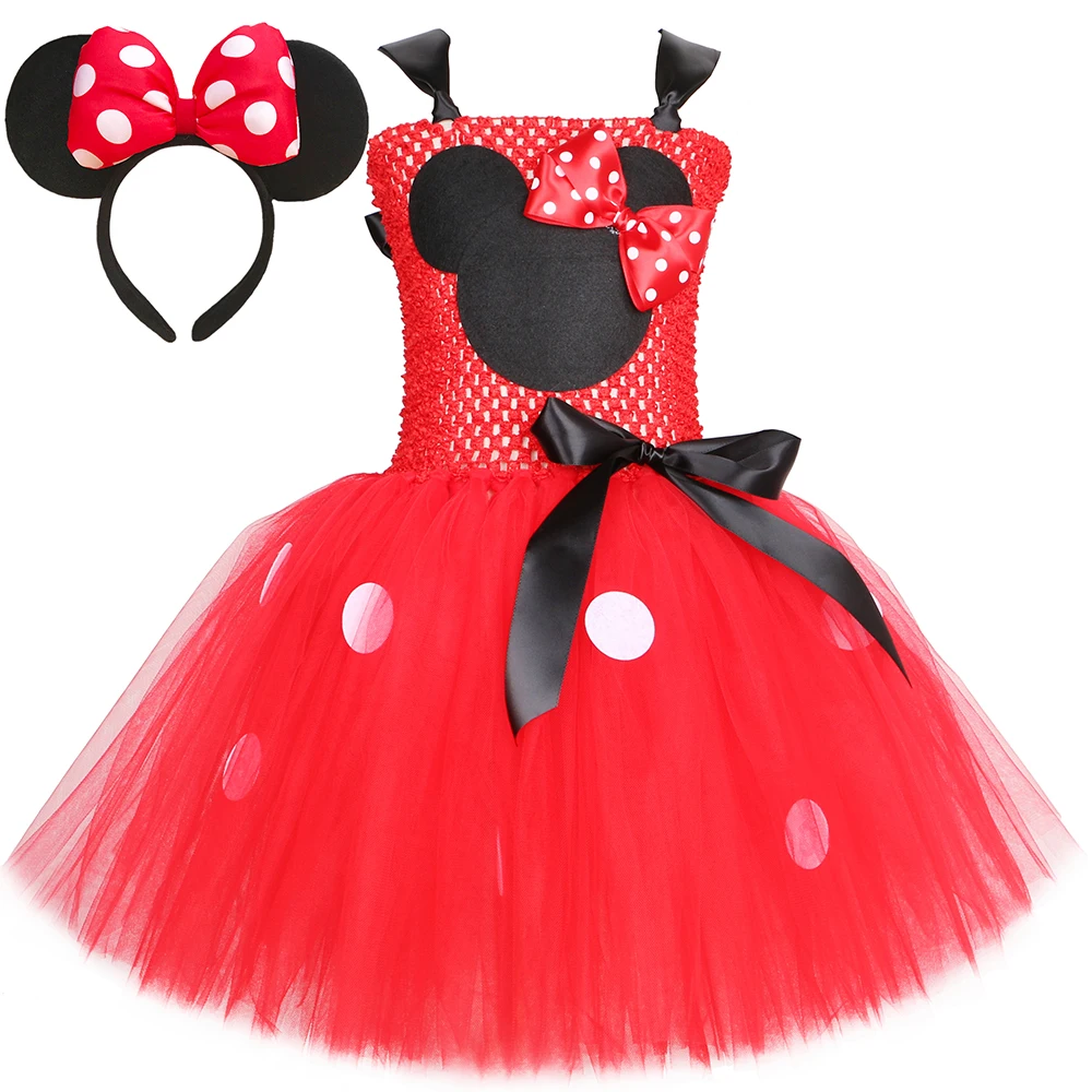 

Cartoon Mouse Dresses For Girls Birthday Party Cosplay Animetutus Halloween Costume For Kids Princess Dress Outfit With Ears Bow
