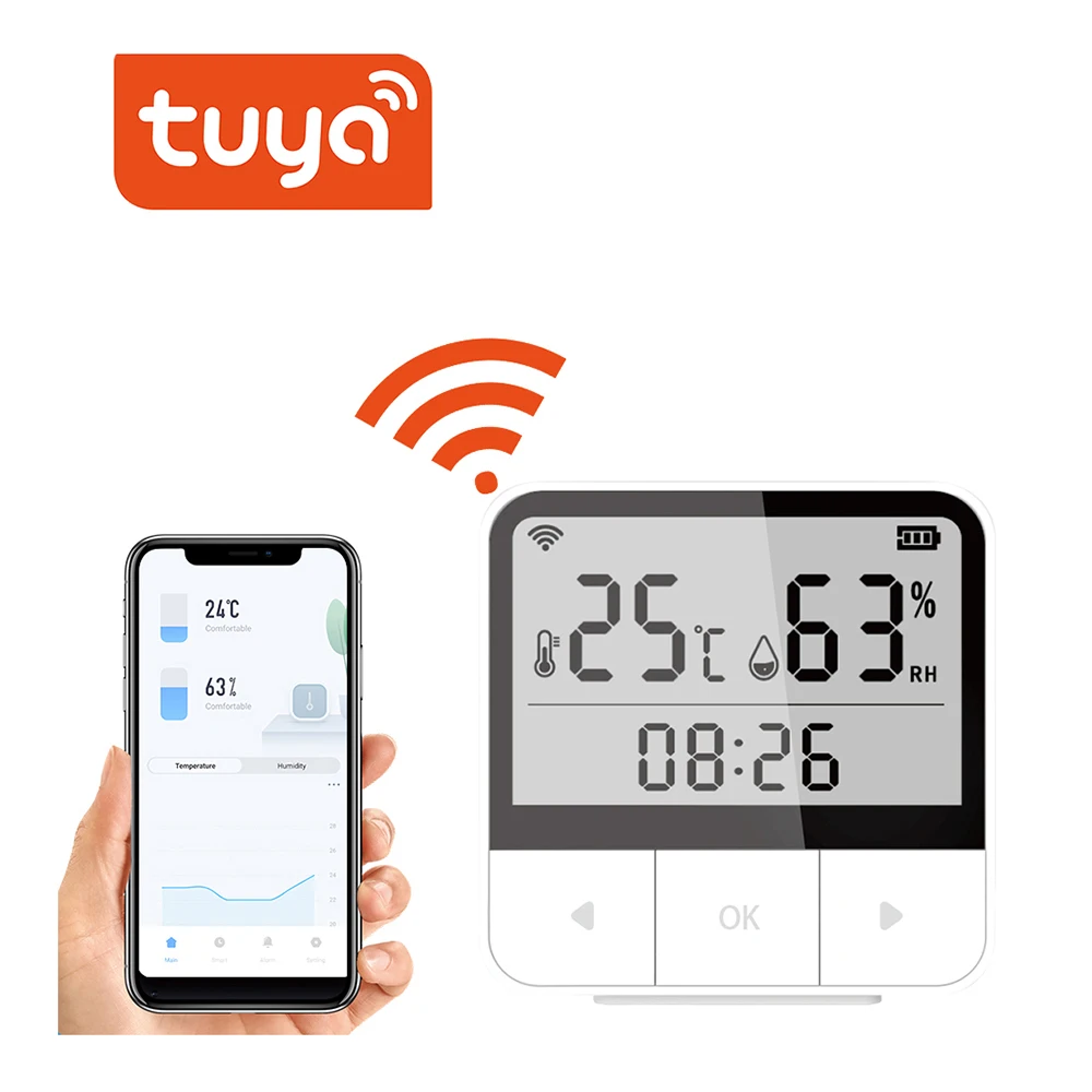 

Tuya WIFI Temperature and Humidity Sensor App Real Time Monitor Intelligent Linkage with Air conditioner and Humidifier for Life