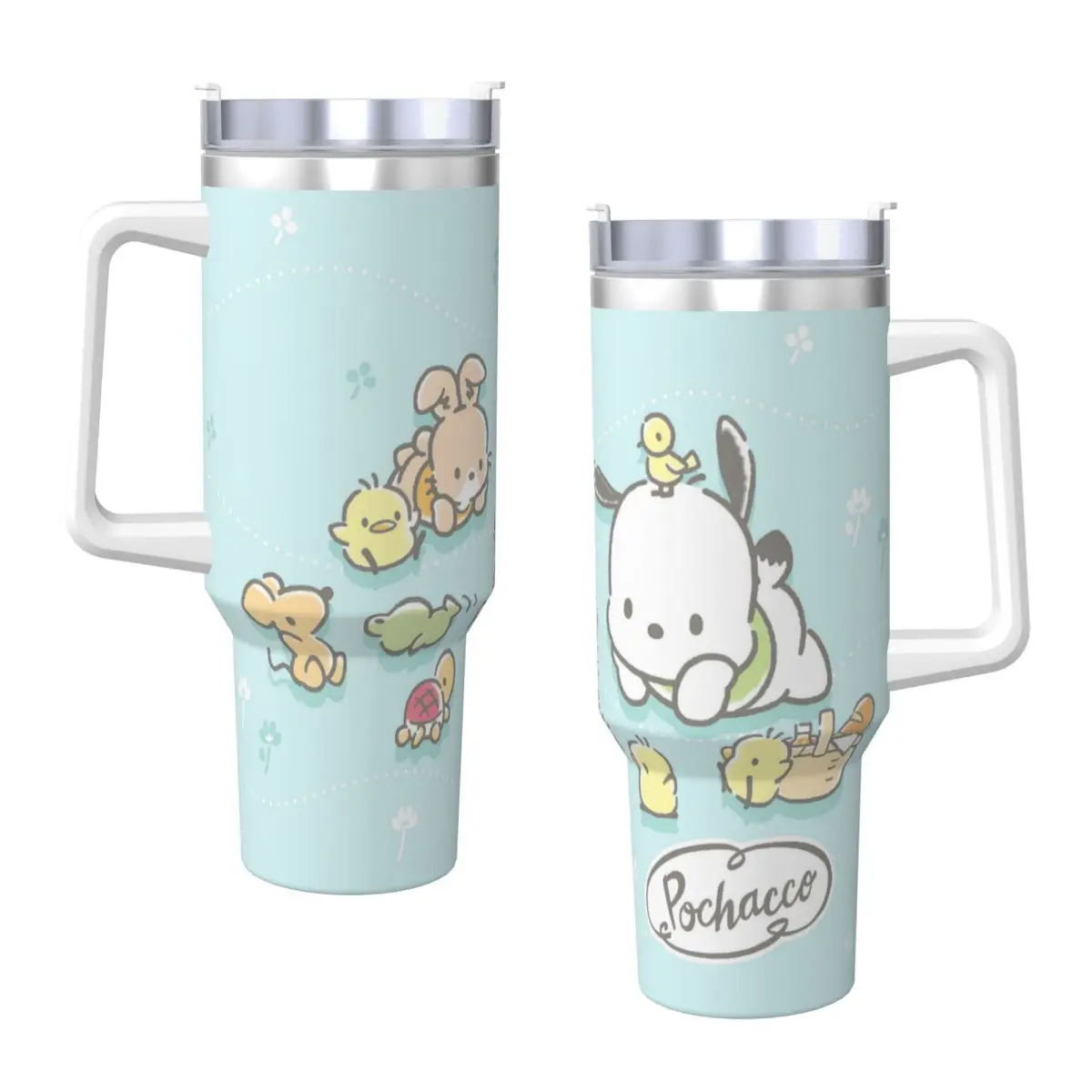 Pochacco Stainless Steel Tumbler Sanrio Travel Car Mugs Large Capacity Thermal Mug Leakproof Cold and Hot Milk Tea Water Bottle