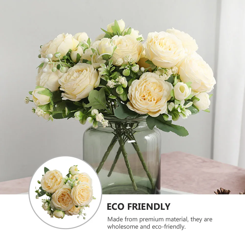 

Artificial Flowers Rose Bouquet Simulation Fake Wedding Bouquets for Bride Single Yellow Valentine's Day Stems Baby