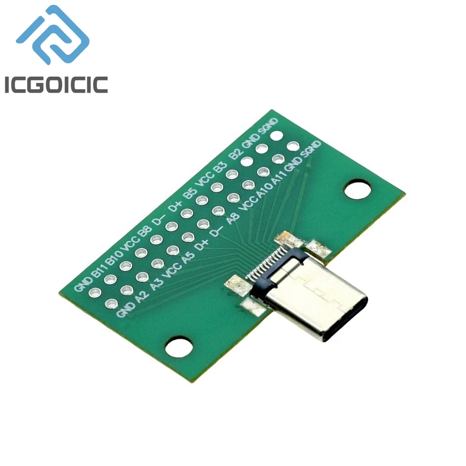 Type-C Male To Female USB 3.1 Test PCB Board Adapter Type C 24P 2.54mm Connector Socket For Data Line Wire Cable Transfer