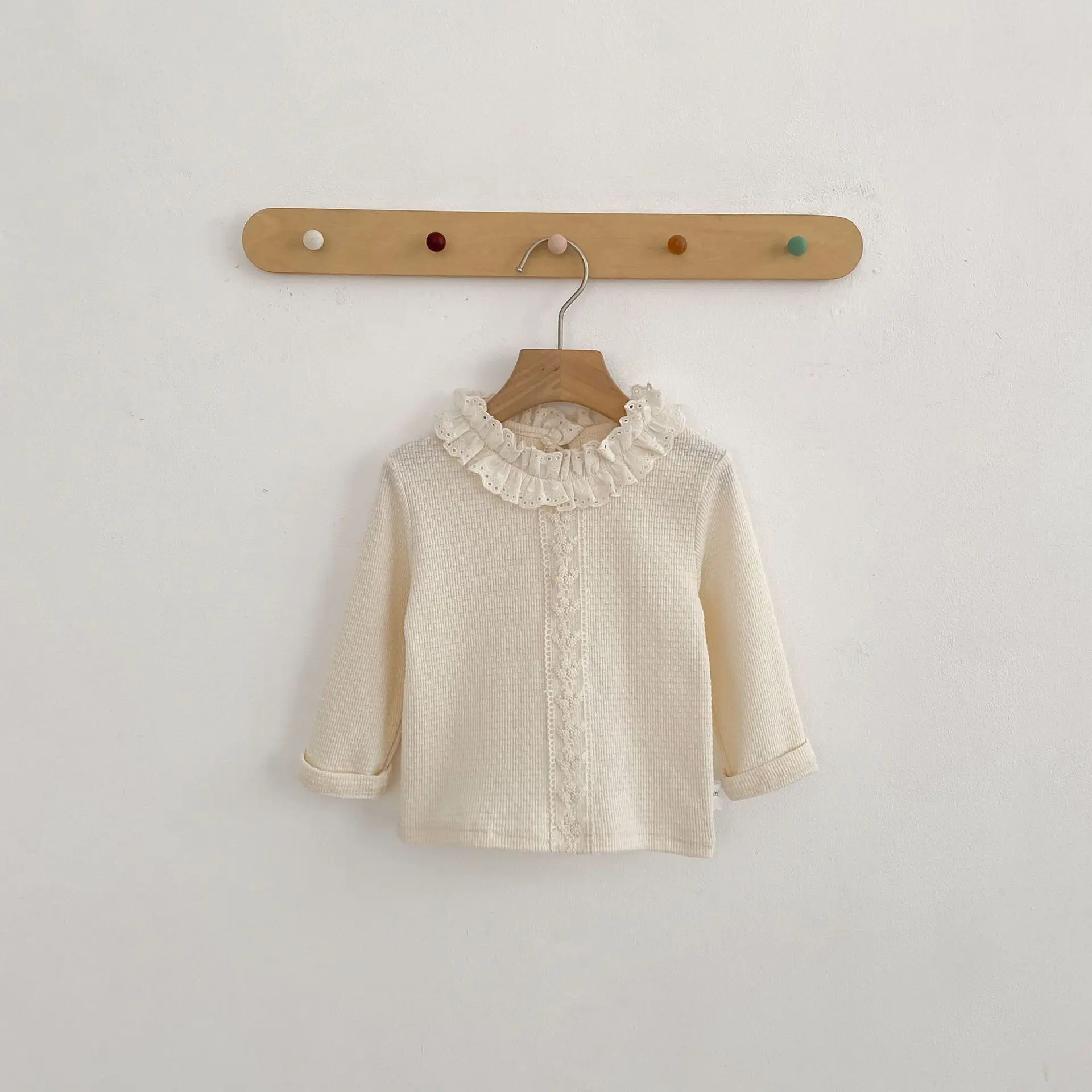 

New autumn baby clothes for 0-3 years old fashionable baby lace high-neck monochrome all-match top casual top