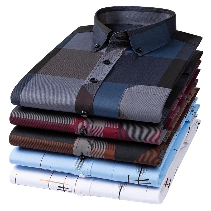 Men\'s Classic Long Sleeve Non-iron Shirts High Quality Casual Men\'s Clothing Regular Fit Work Office Tops Versatile