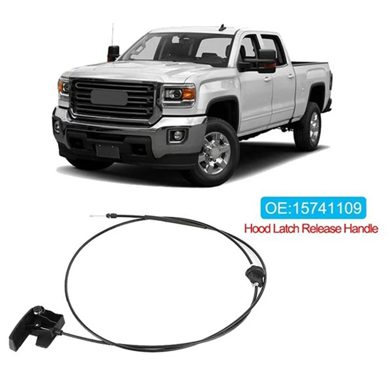 New2pcs Car Hood Release Cable With Handle 15142953 For Chevy Silverado Tahoe GMC Sierra Cadillac Yukon 15741109 912017