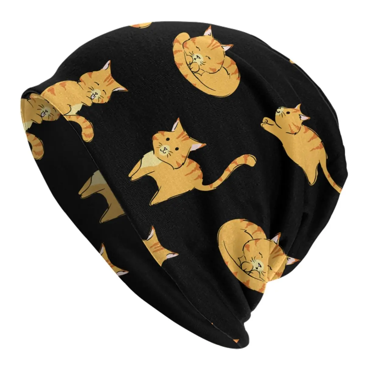 

Orange Tabby Cat Bonnet Hats Casual Street Skullies Beanies Hat Animal for Men Women Knitting Hats Spring Dual-use Cap