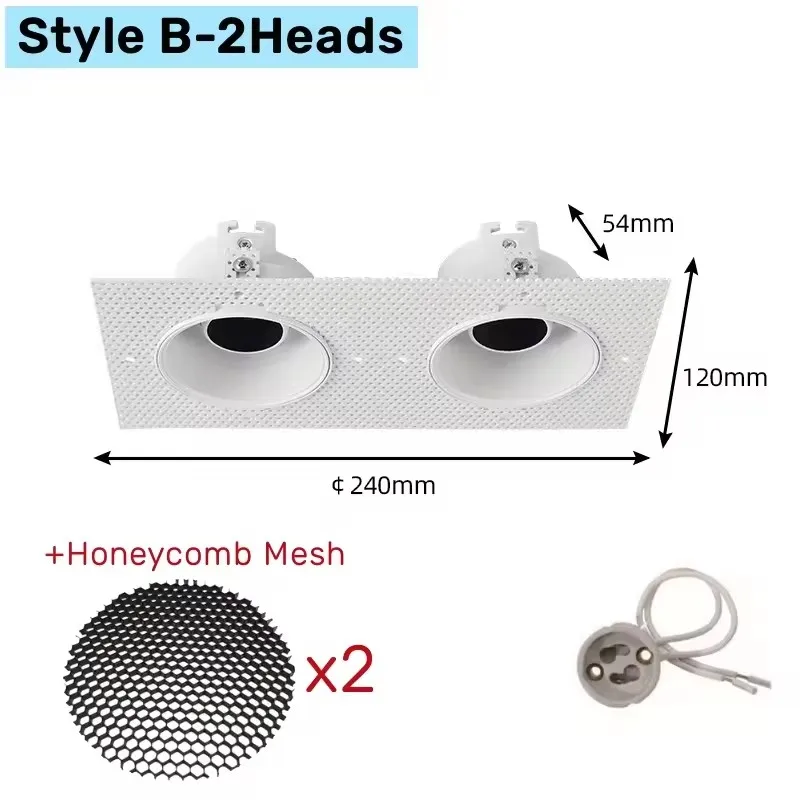 Randloze Verstelbare Anti-Glare LED Spotlight Verzonken Trimless Plafond Downlight GU10/MR16 Spot Light Houder Beugel Fittings - afbeelding 1