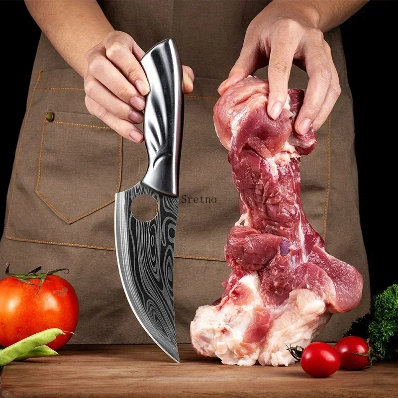 Stainless Steel Kitchen Knife 5 Inch Damascus Style Knifes Butcher Knife for Kitchen Tools Utility Chef Knifes Home Accessories