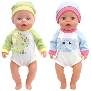 jumpsuit Boneka Baru Lahir 43cm dengan Topi 17-18 Inci Aksesori Boneka Onesie Bayi Baru Lahir Set Pakaian Dinosaurus Hadiah Ulang Tahun Festival 8 dinosaurus rebor penjualan terbaik - №