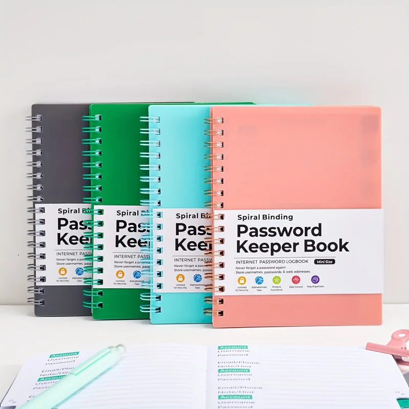 1 password storage book, letter password log and organizer, mini size personalized password log