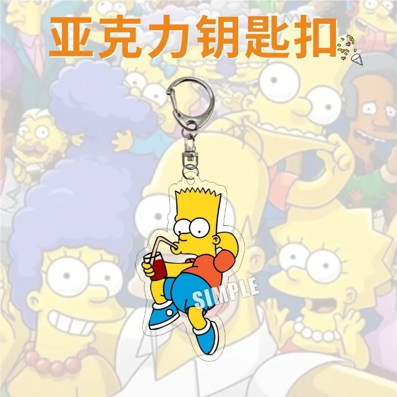 2026 New Wholesale Cute The Simpsons Acrylic Backpack Keychain for Couples and Best Friends Versatile Trendy Accessories Pendant view 3