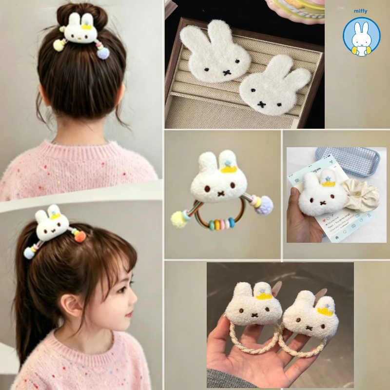 6 PCS Miffy Crown Super Cute Cartoon Funny Hairpin Set - Sweet Hair Accessories for Girls in Japanese Style with Velcro Clips - zdjęcie 1