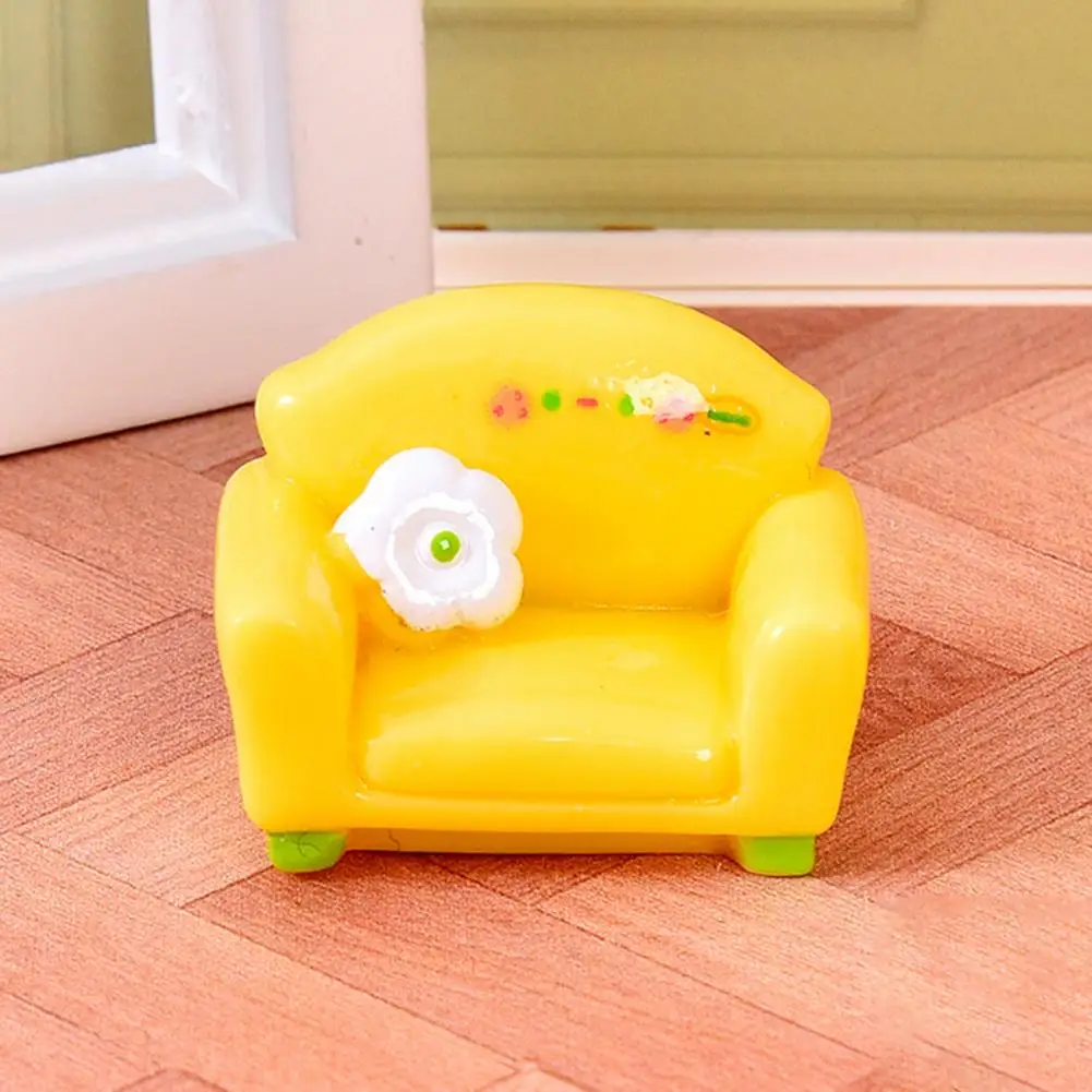 Warm Desk Decoration Miniature Figurine Miniature Dollhouse Furniture Set Resin Bed Sofa Cabinet Accessories Tiny for Fairy