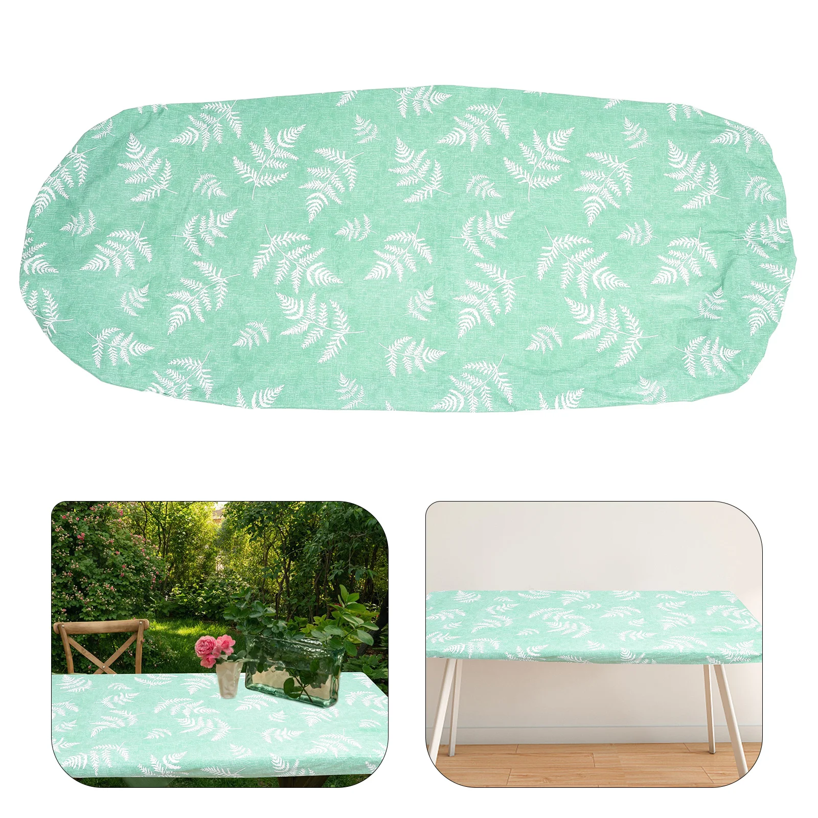 

Elastic Rim PVC Flannel Table Cover Rectangle Oilproof Decorative Tablecloth for Home Dining Outdoor Table Protection