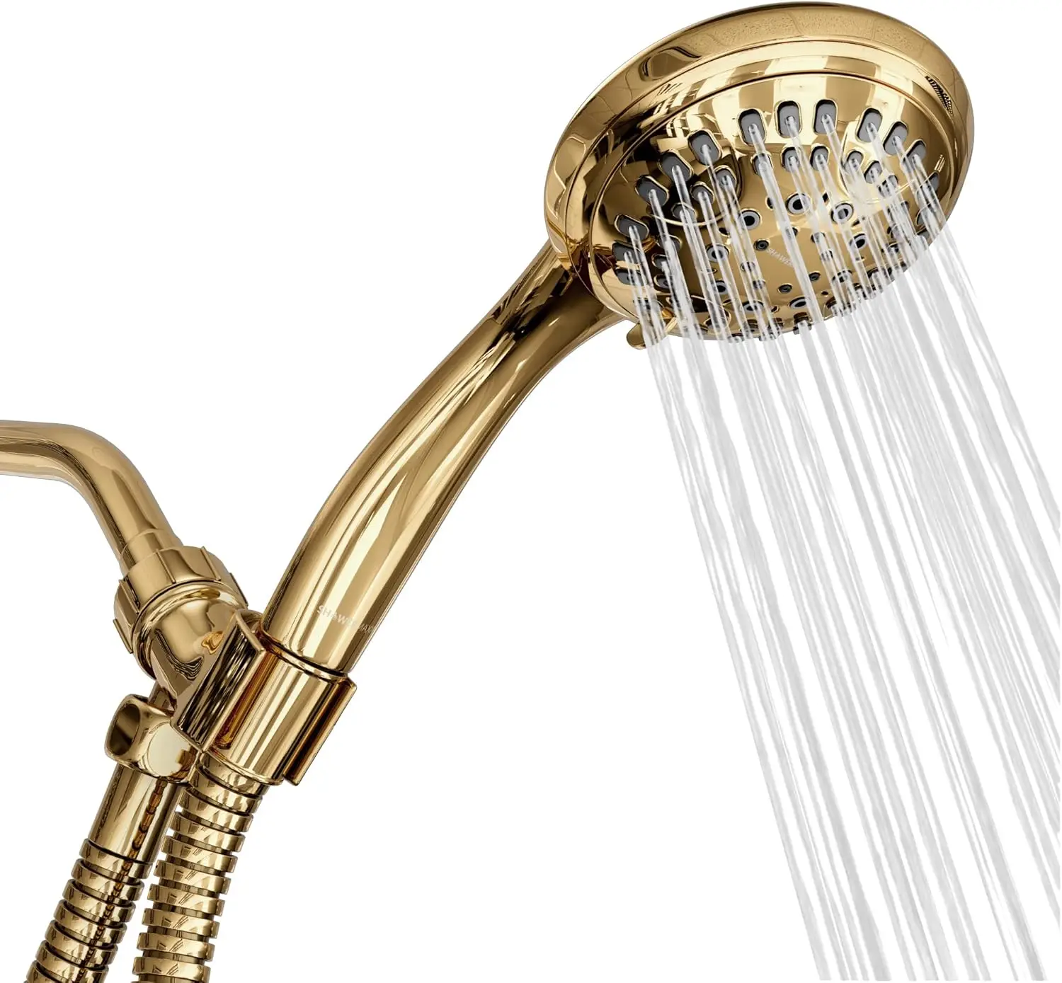 Gold Hand Held Shower Head, 4.5 inch 6 Spray Setting Handheld Showerhead with Extra-Long Hose, Experience Comfort and Elegance