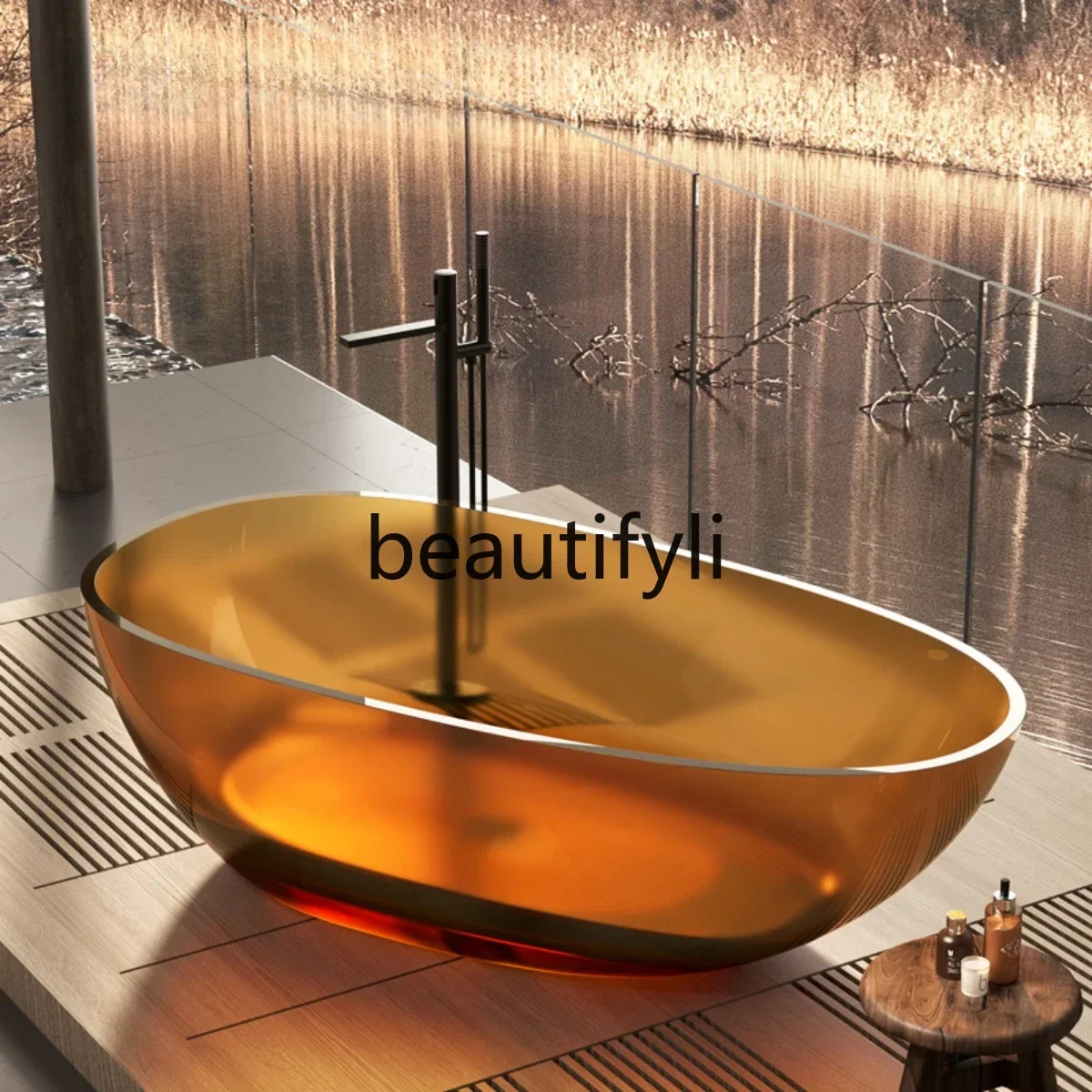

CABathtub transparent color double freestanding integrated bathtub