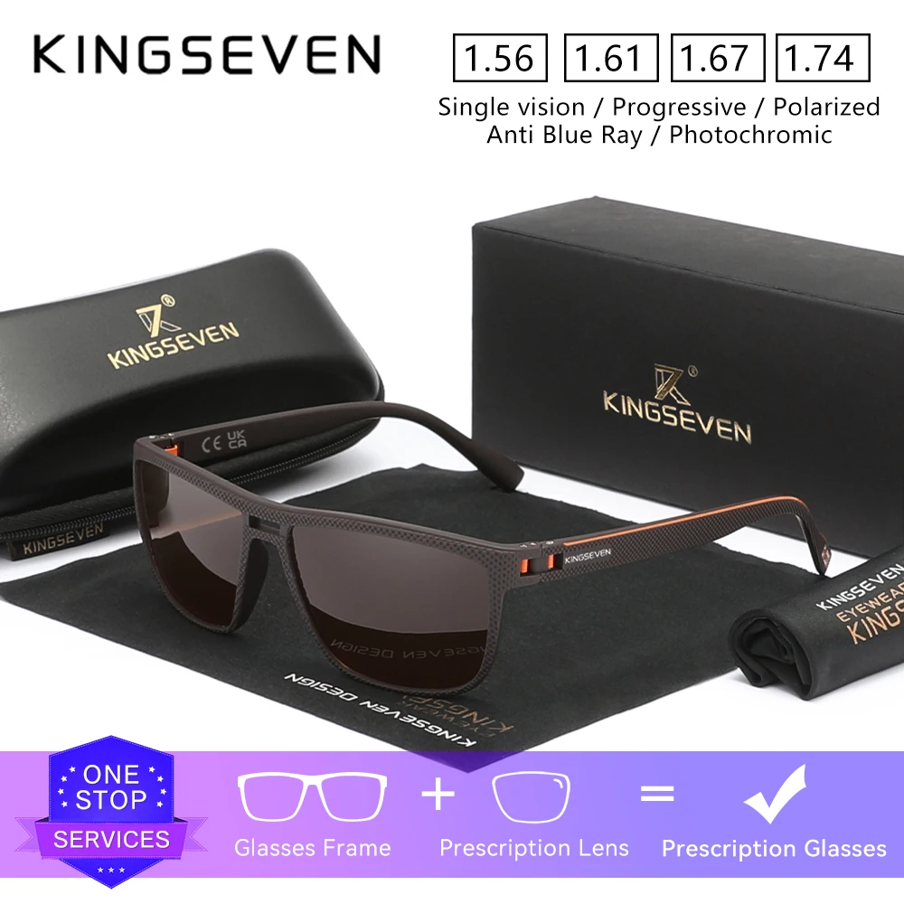 KINGSEVEN Männliche Rezept Sonnenbrille Myopie Hyperopie Progressive Frauen Brillen Quadratischen Rahmen Optische Linse Trendy Gläser