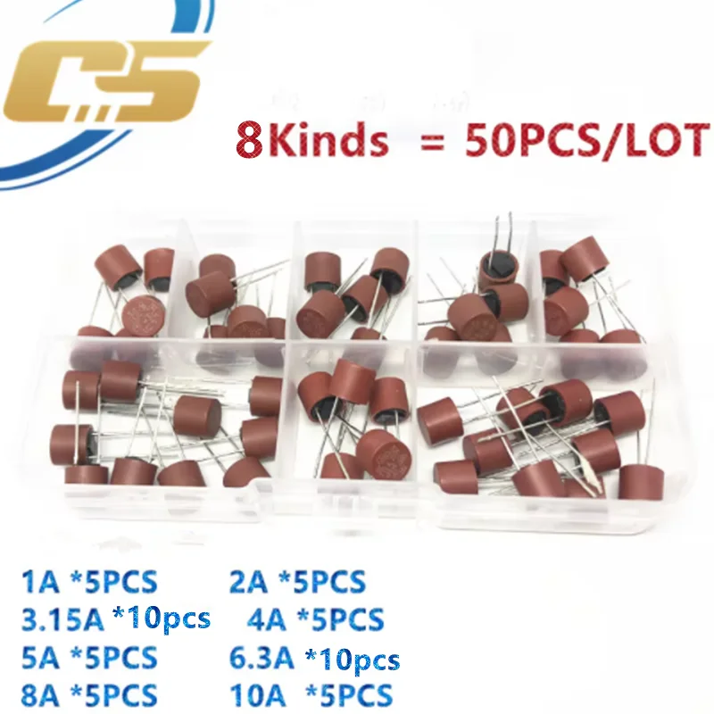 50 قطعة 382 ضربة أسطواني فيوز 1A 2A 3.15A 4A 5A 6.3A 8A 10A أمبير ل تلفاز LCD الطاقة PCB أنبوب التأمين المستديرة مجموعات متنوعة