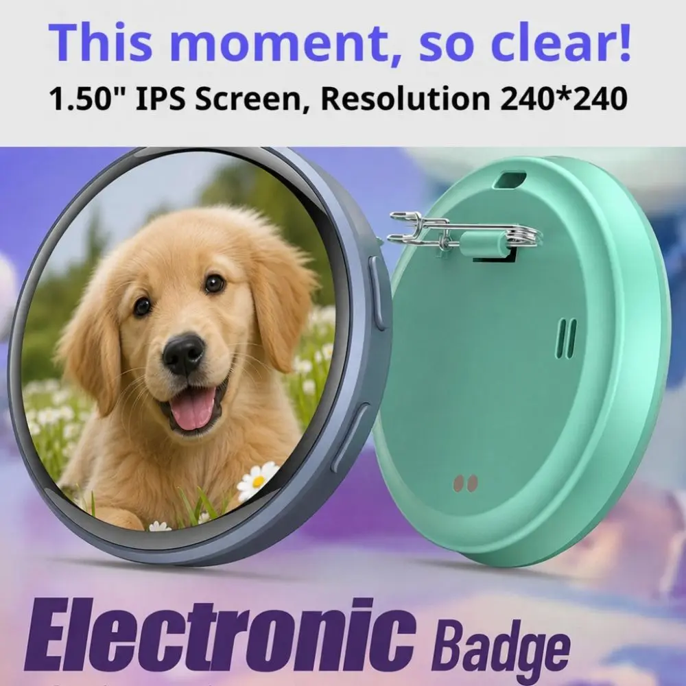 1.5 Inch Anime E-Badge 7 Color LED Changing Images Dynamic Electronic Badge Touch Screen Anime E-Badge Display Pin