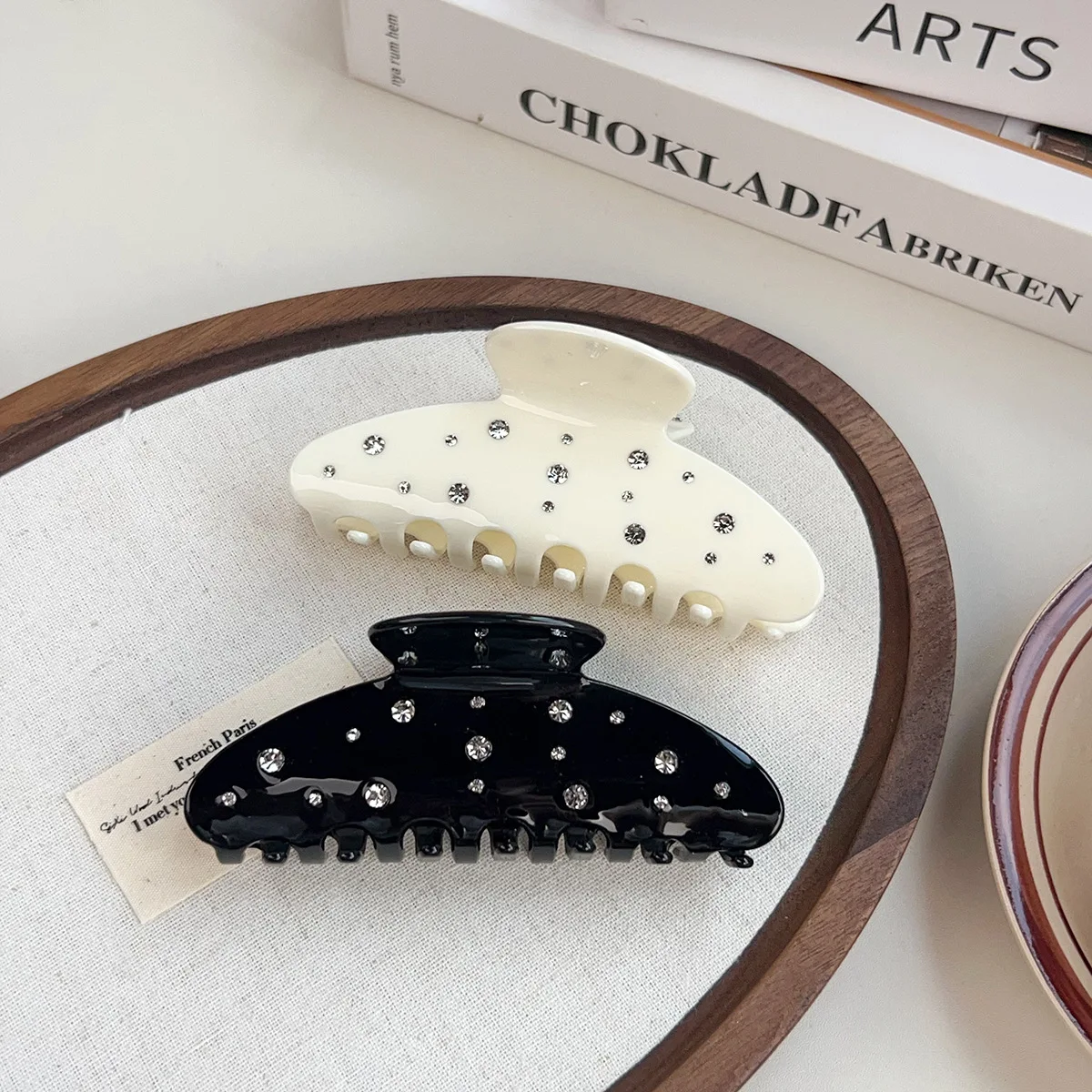 

DuoShang NEW French Style Rhinestone Hair Claw Acetate Claw Clips 11CM Large Crab Hair Clips for Women Girls Hair Accessories