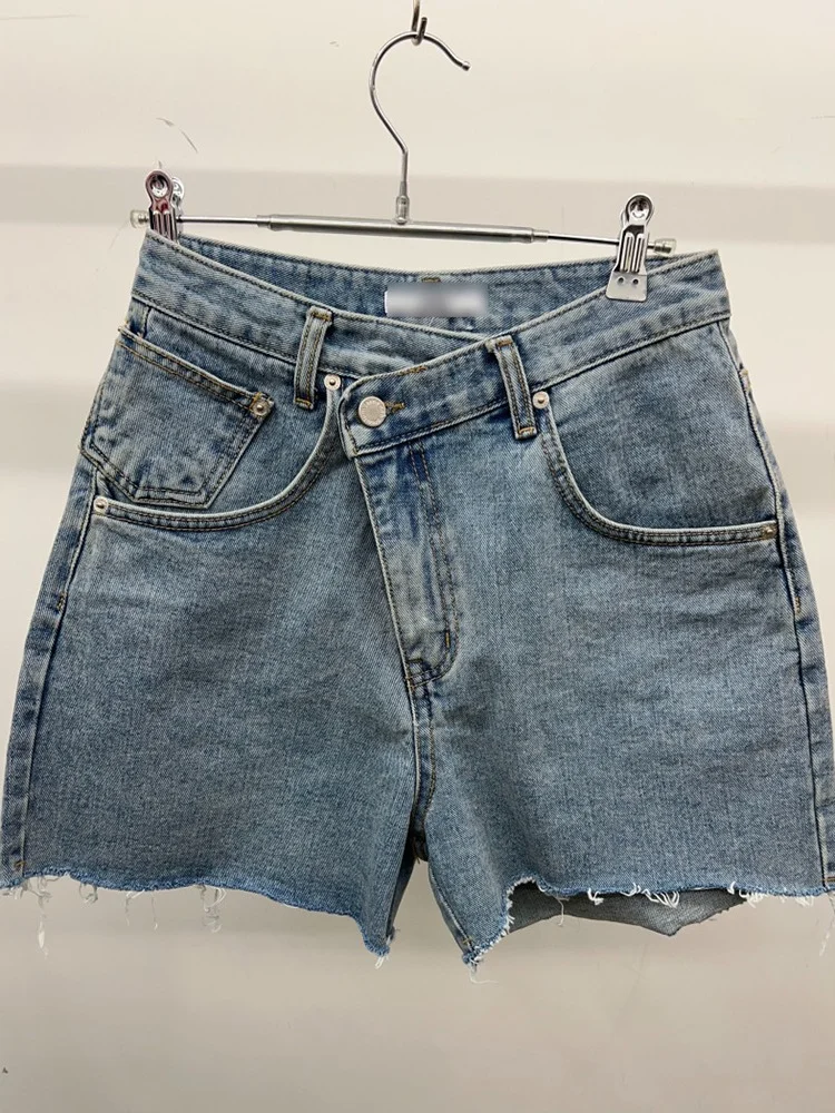 Korean Style Cotton Comfortable,Casual and Versatile High Waist A- Line Denim Versatile Slimming Loose-Fitting Hot Pants Shorts