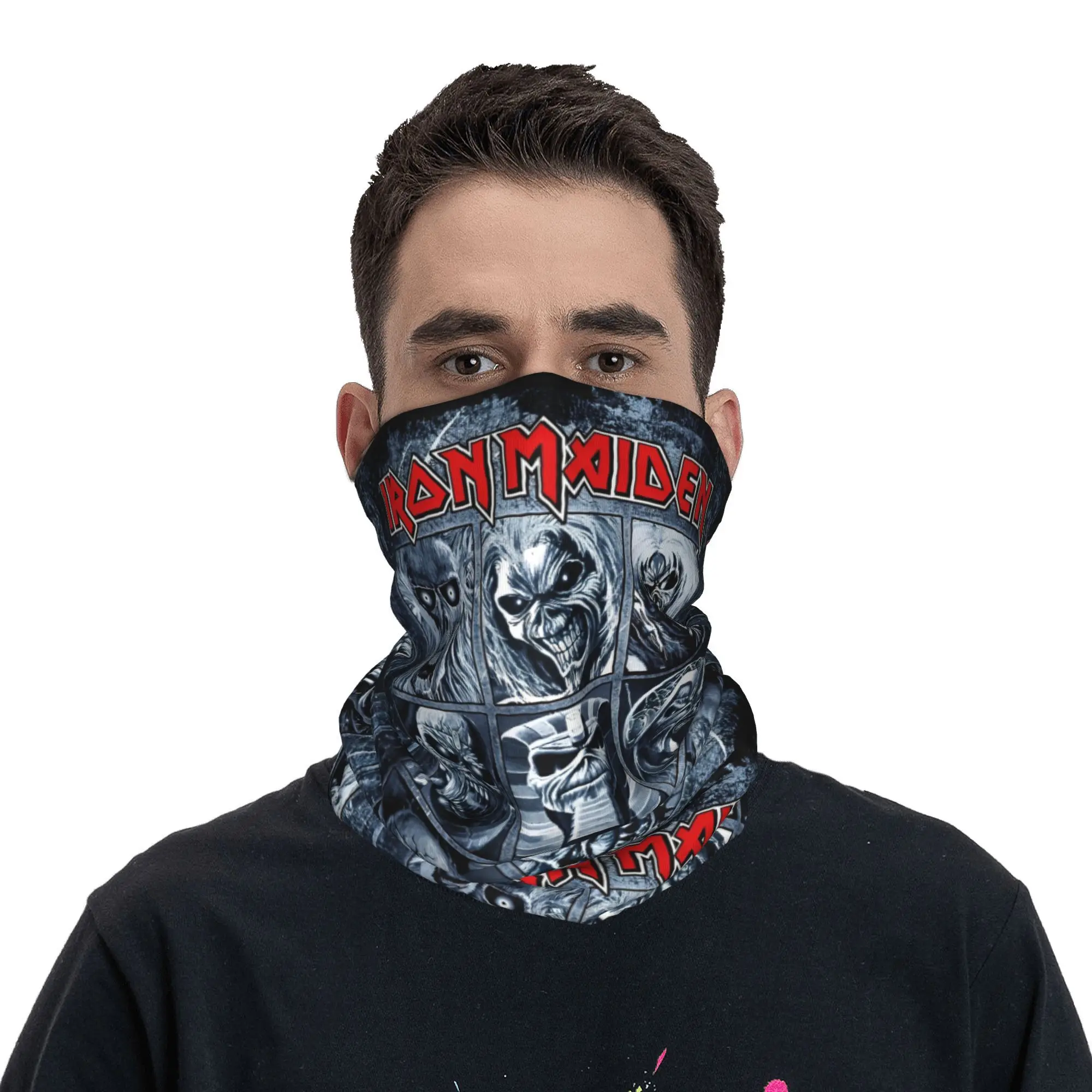 Rock Band IRON MAIDENS Bandana Pescoço Gaiter Impresso Balaclavas Máscara Cachecol Multiuso Headwear Equitação Homens Mulheres Adulto Respirável