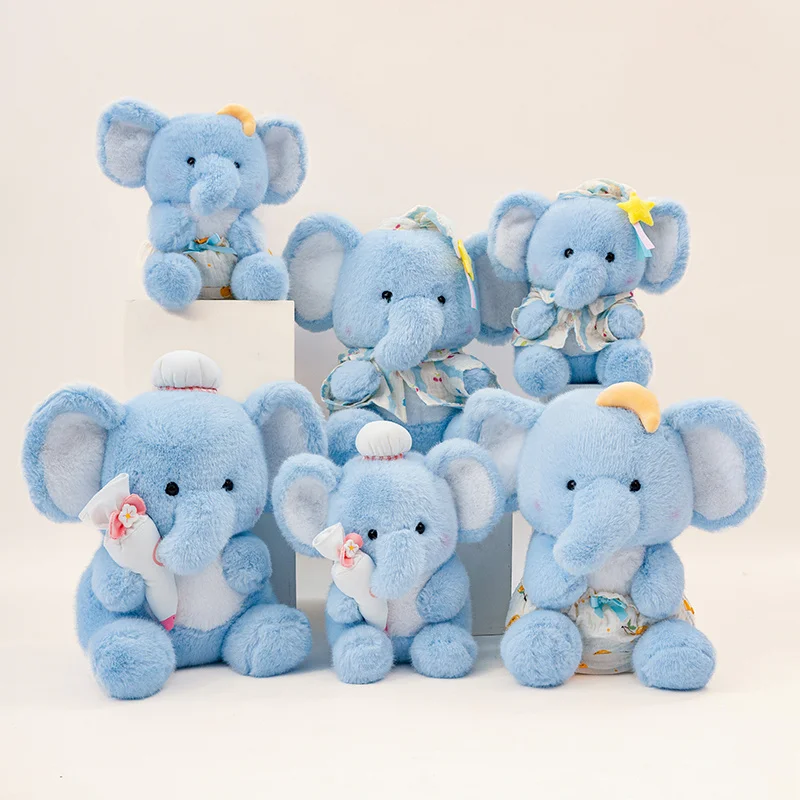 

Soft Little Elephant Plush Toys Fluffy Dressed Pajama Elephant Doll Diapers Baby Elephant Kids Appease Doll Birthday Xmas Gift