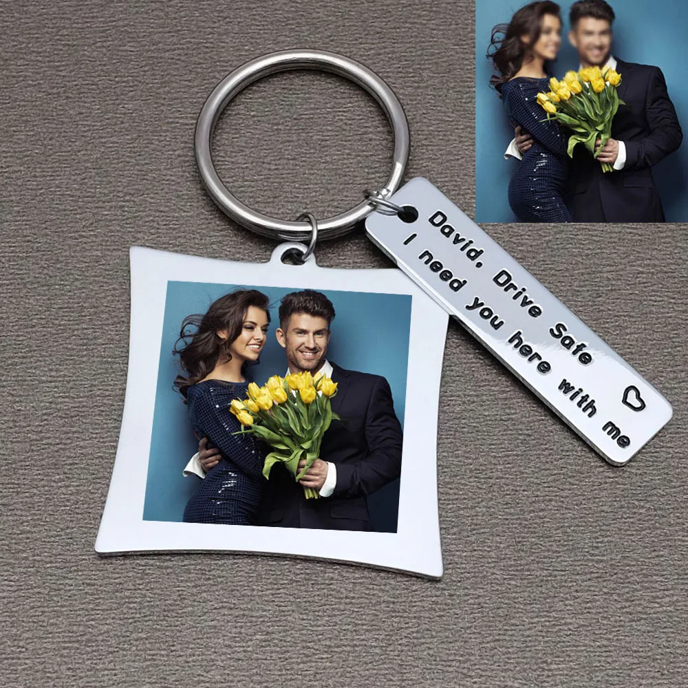 Personalized Picture Keychain, Custom Photo Keychain, Engraved Key Chain, Photo Keyring, Gift For Him, New Year Gifts