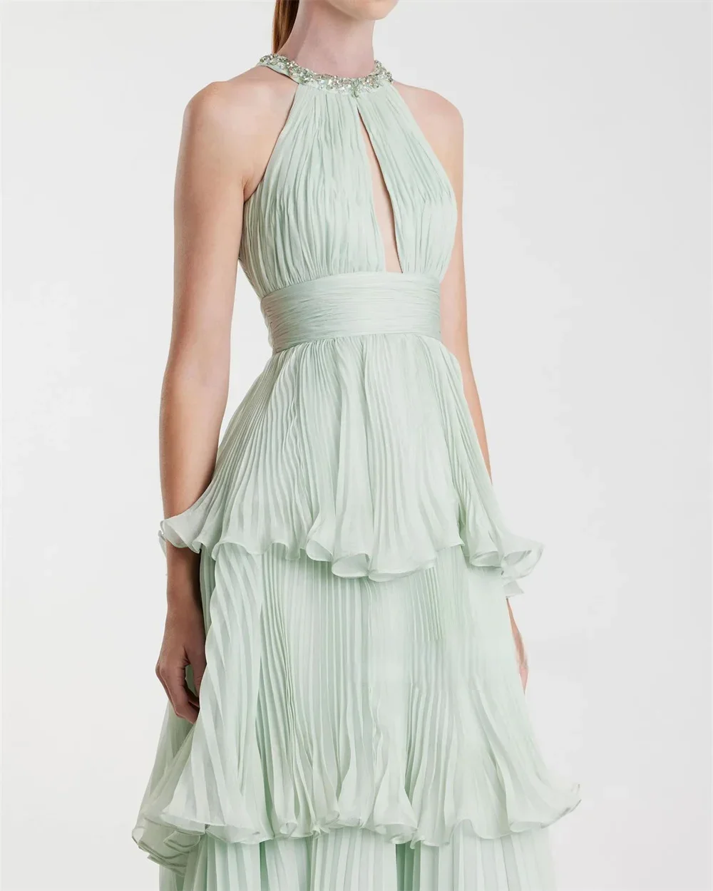 Adore personnalisé élégant Style moderne de haute qualité formelle en mousseline de soie plissée a-ligne licou longues robes sur mesure Occasion bal