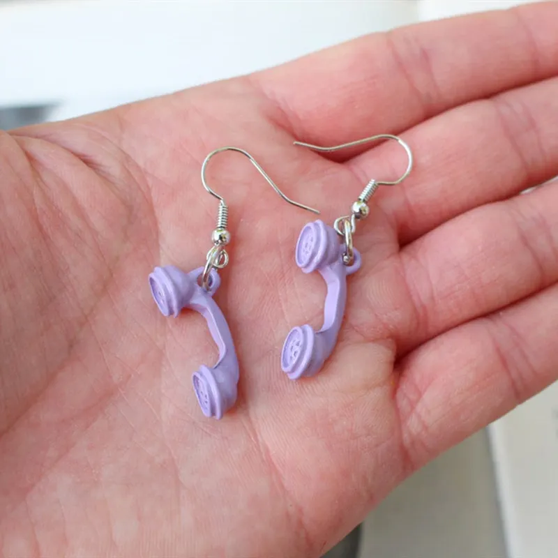 1 pair Kawaii Vintage Phone Receiver Pendant Women\'s Earrings for Girls Party Jewelry Unique Drop Earrings Gifts 4 Color Options