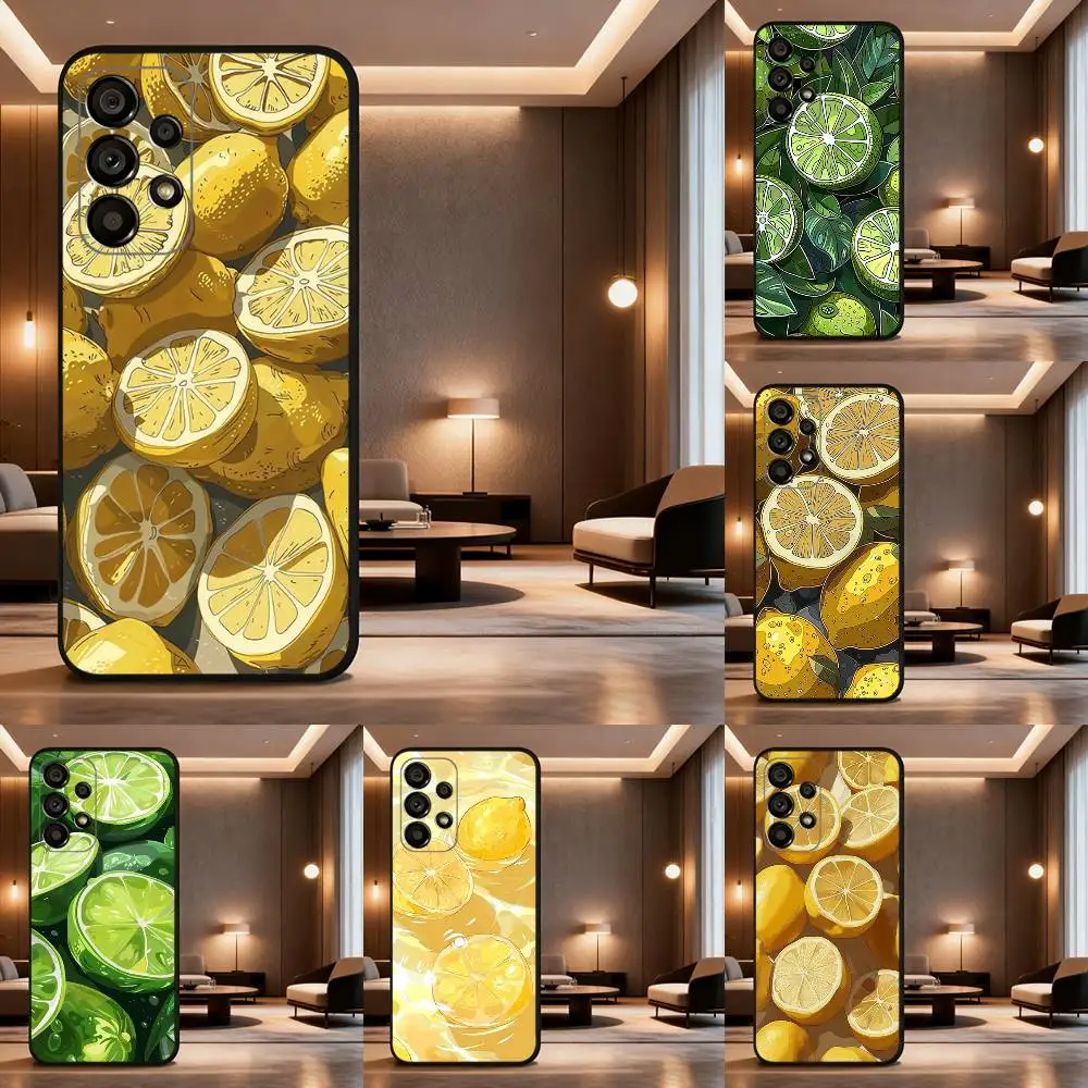 

Malerikunst Fruit Lemon Phone Case For Samsung Galaxy A73,31,8,9,53,32,72,41,J7,52,71,22,Note Soft Black Silicone Cover