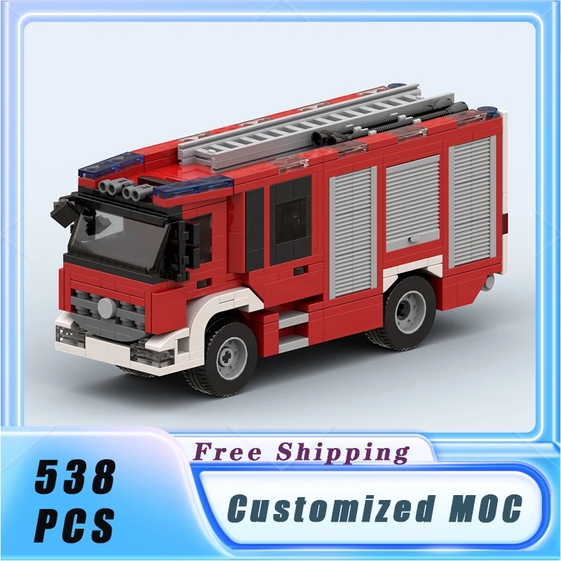 Stadt fahrzeug Feuerwehr auto Moc Bausteine Modell Ziegel Sets montieren Sammlung Display Kinderspiel zeug Geschenke 538pcs