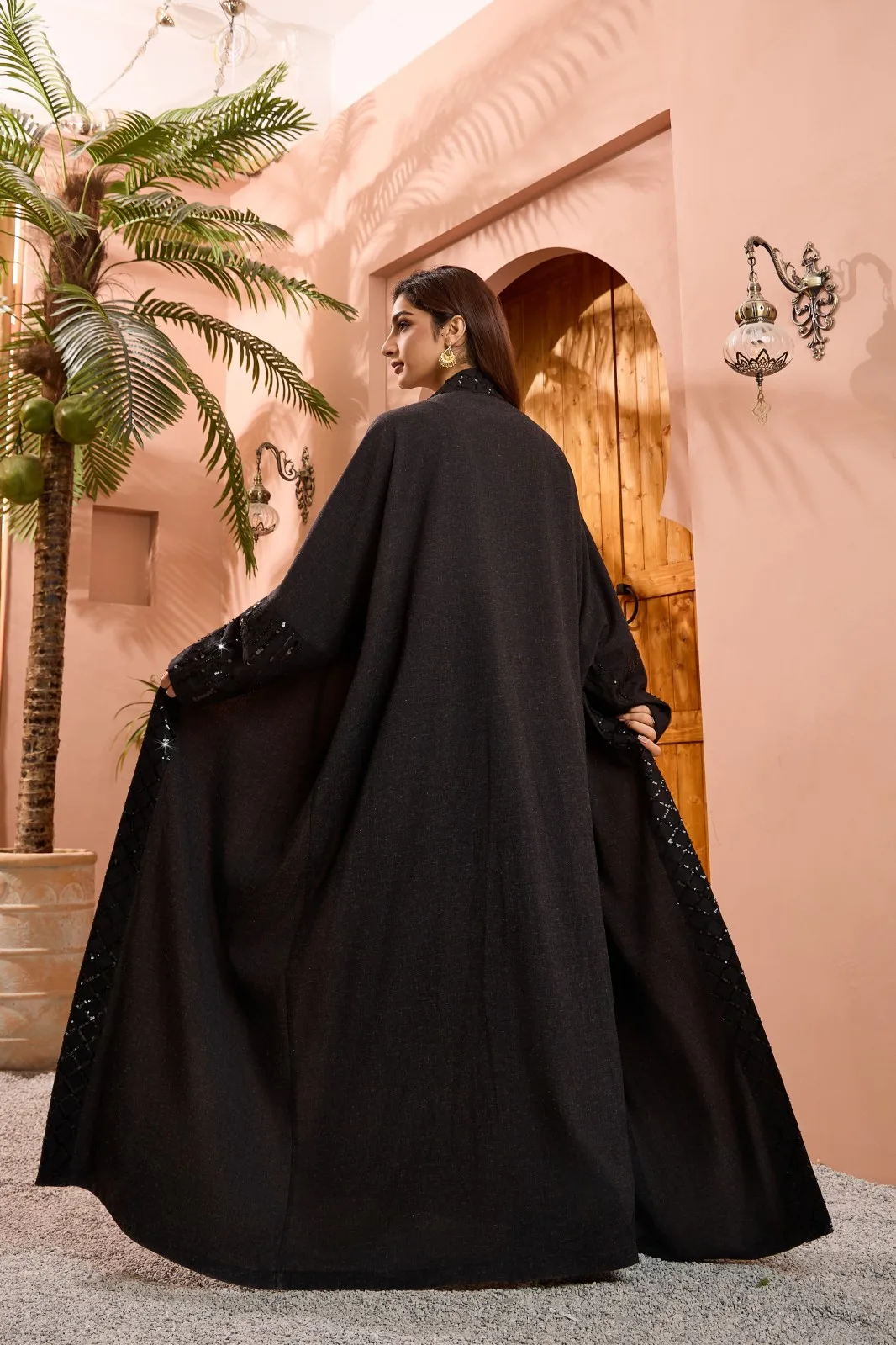 

Мусульманское женское платье-абайя из Дубая, роскошное кимоно с пайетками, длинное скромное платье для Рамадана, кафтан, исламская одежда для женщин