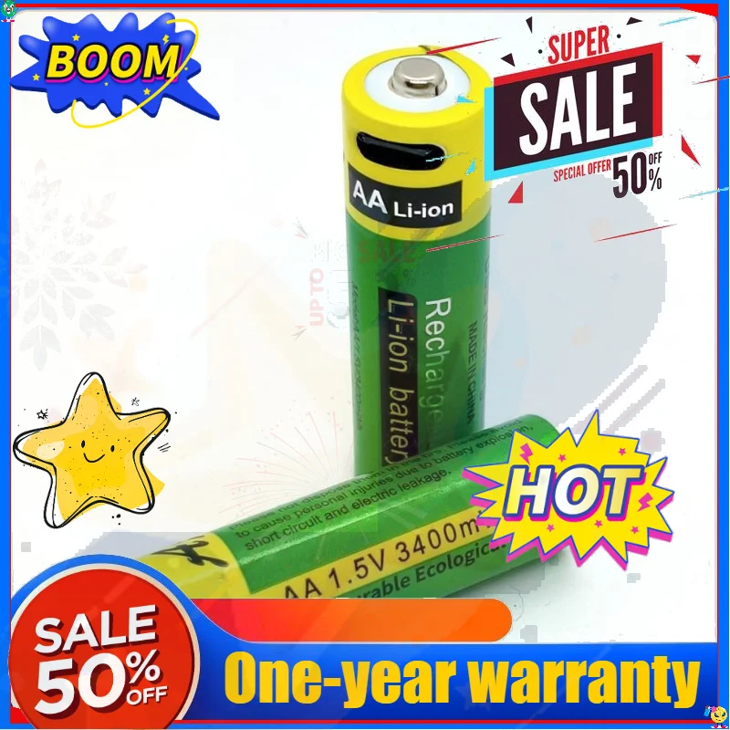 SWZY AA Rechargeable Battery Large Capacity 1.5V 2400mAh Battery USB-C Fast Charge 1200 Cycle for Toy Camera Clock Remote Contro