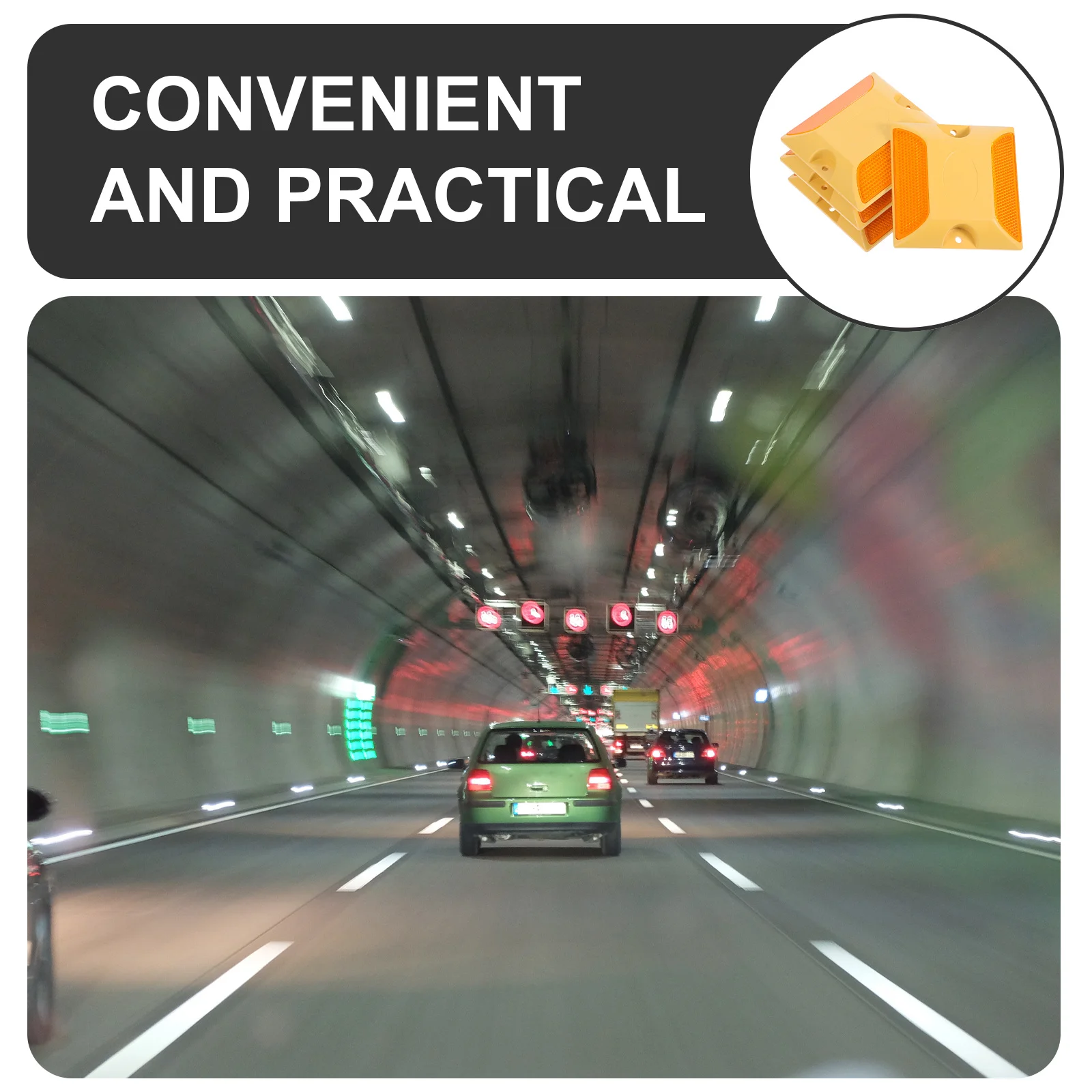 4Pcs Reflective Road Studs ABS Pavement Markers Raised Design Driveway Reflective Markers Night Safety Reflectors for Car