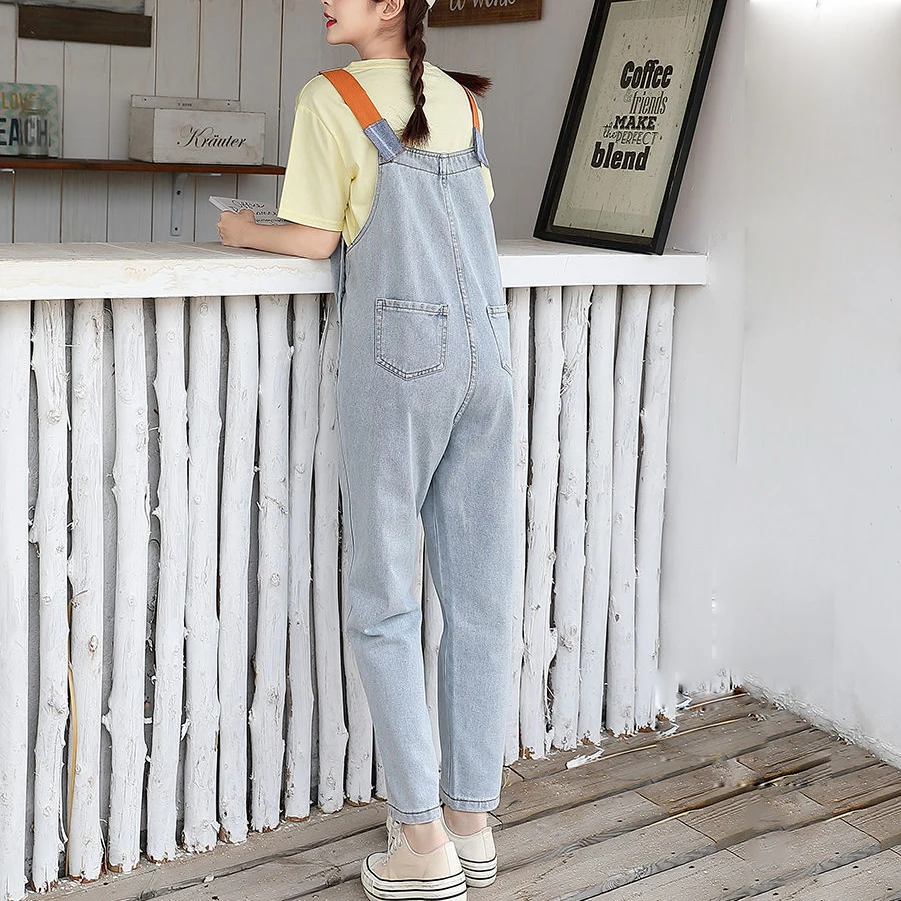 Tute di jeans da donna Salopette alla moda Per il tempo libero All-match Bella Ulzzang Temperamento Studenti Toppe semplici Adolescenti Vintage