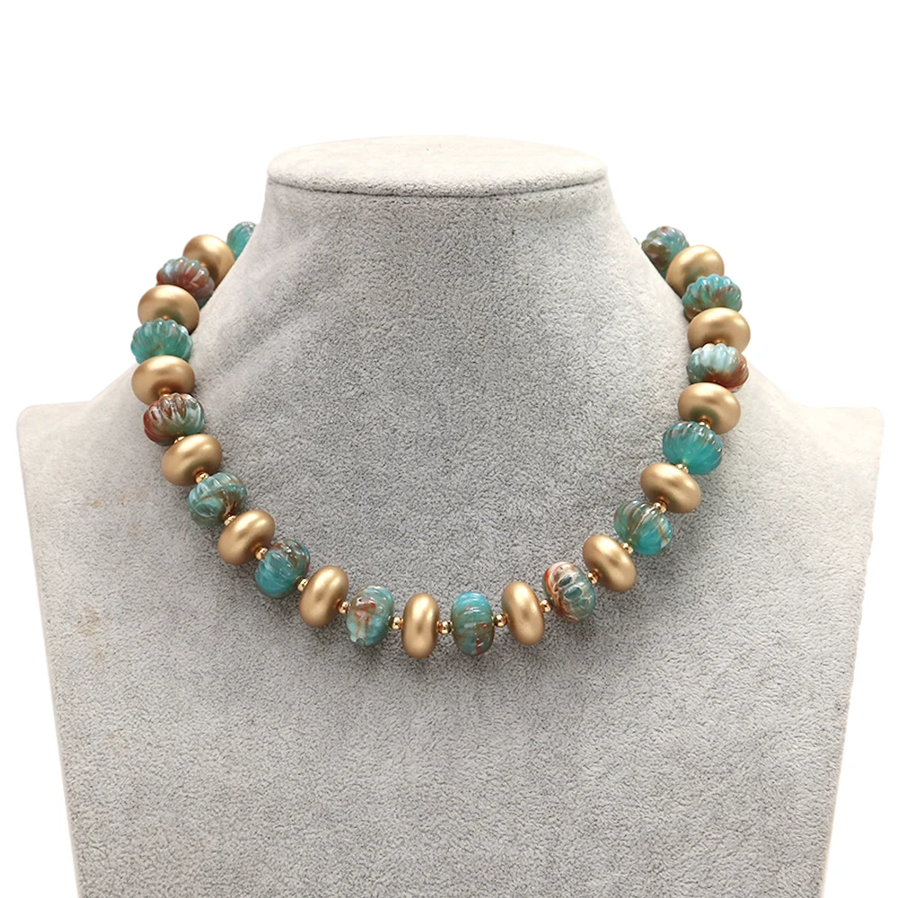 Vintage Acryl Geometrische Perlen Choker Halskette Neue Bunte Unregelmäßige Runde Perlenkette Modeschmuck Geschenke – Detail 7