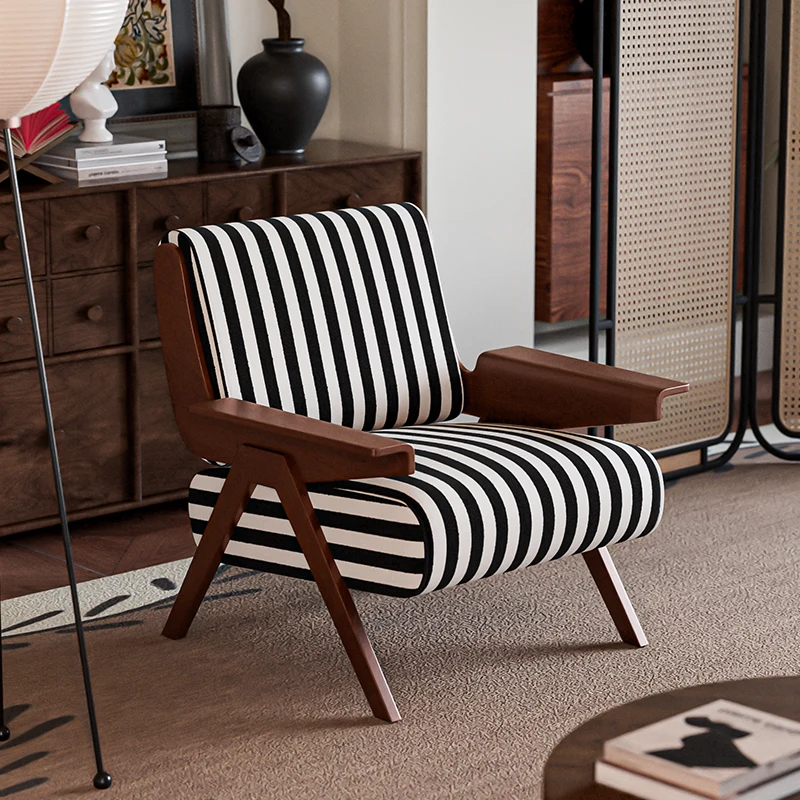 

Medieval Sofa Chair Living Room French Zebra Chair Designer Leisure Bedroom Retro Solid Wood Back Chair