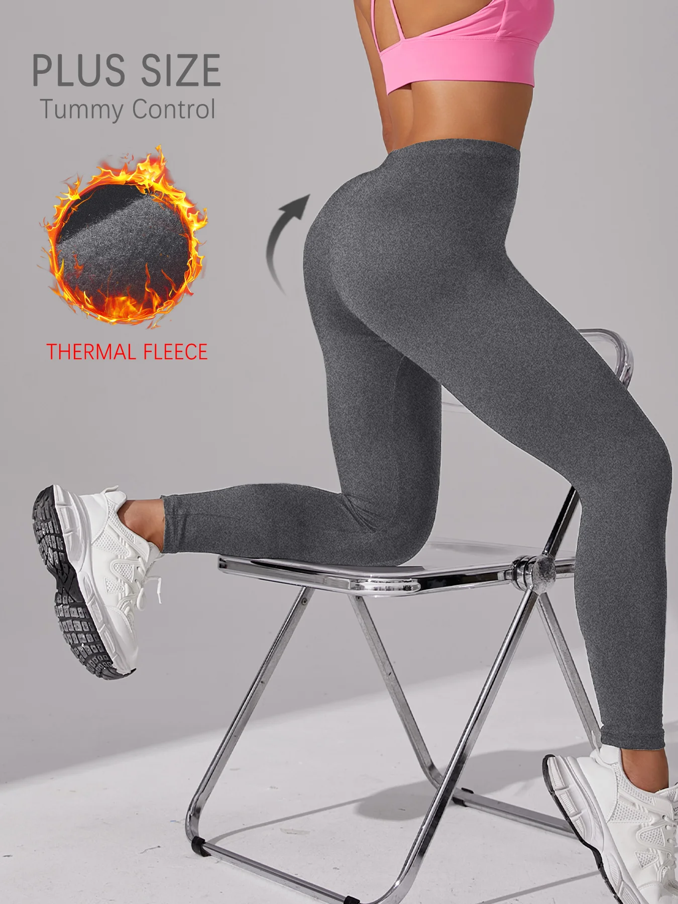 

Женские термобеговые леггинсы больших размеров с флисовым интерьером. Дизайн обеспечивает тепло и комфорт для зимы и тренировок.