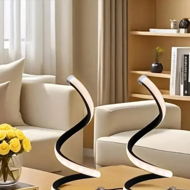 

Светодиодный ночник, спиральная настольная лампа, современная настольная лампа с регулируемой яркостью, для спальни, гостиной, офисной детской комнаты, декоративные ночники.