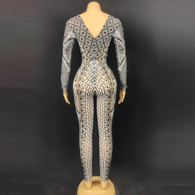 ハロウィンフルラインストーンジャンプスーツ女性ジャズダンサー衣装ドラッグクイーン衣装ナイトクラブバー DJ DS ステージレイブ着用 XS10117